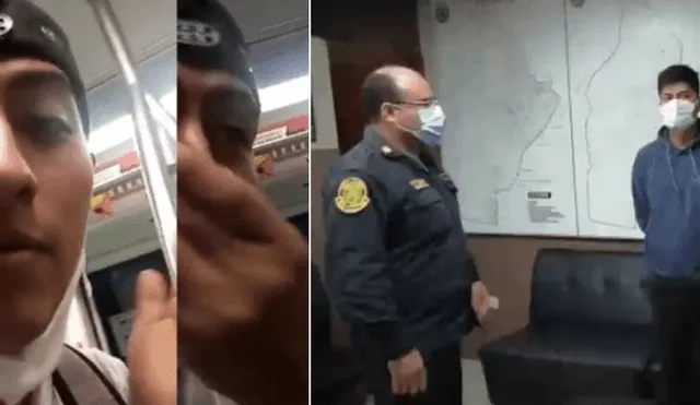 Sujeto de 33 años frotó sus secreciones nasales en baranda de tren del Metro de Lima. Foto: Captura de video/PNP