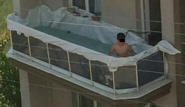 Twitter: Niño sorprende con su original 'piscina' en un balcón 