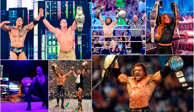 Las superestrellas que se consagraron en el evento principal de WrestleMania. | Foto: WWE