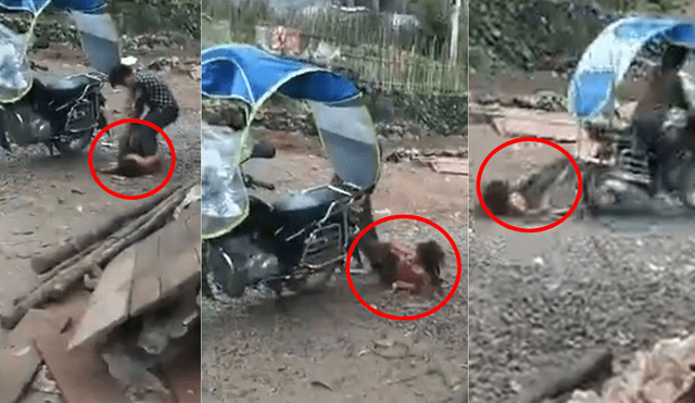 En China un padre castigó a su hija de 10 años arrastrándola con su moto [VIDEO]