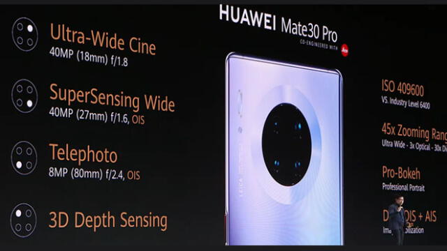 Huawei Mate 30 Pro tiene cuádruple cámara trasera.