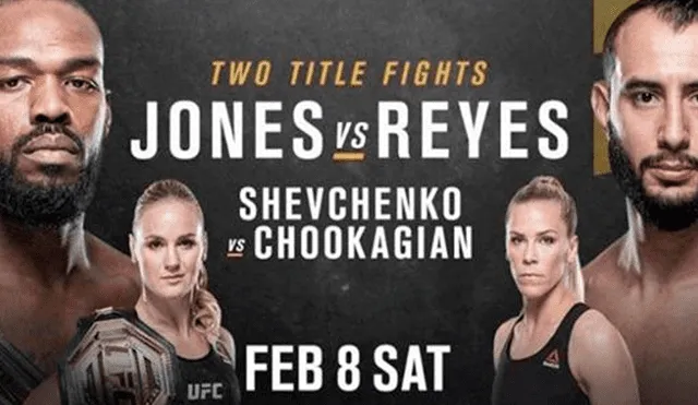UFC 247 se desarrollará este sábado 8 de febrero con dos peleas estelares. Jon Jones (campeón peso semipesado) y Valentina Shevchenko (campeona peso mosca) defenderán sus títulos ante Dominick Reyes y Katlyn Chookagian, respectivamente.