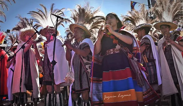 Parte de los 46 músicos que dan vida al Inti Raymi. Foto: Jazmín Lezama Rivas.