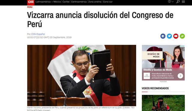 Así informa la prensa internacional sobre cierre del Congreso. Foto: Captura de pantalla