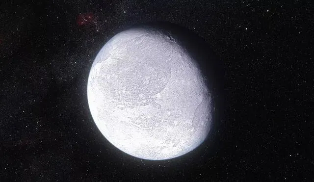 Impresión artística de Eris, el cuerpo celeste que finalmente fue clasificado como planeta enano. Imagen: ESO/L. Calçada