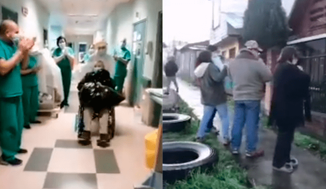 Anciano de 85 años con tumor cerebral venció al COVID-19 y fue recibido con globos en su vivienda. Foto: Captura/24 Horas