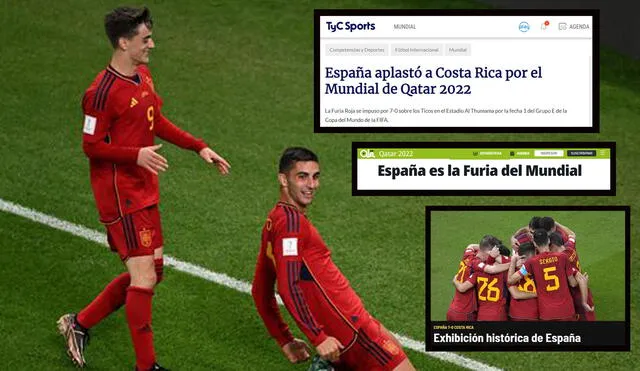 España ingresó a la historia de los mundiales con su goleada a Costa Rica. Foto: composición GLR/AFP