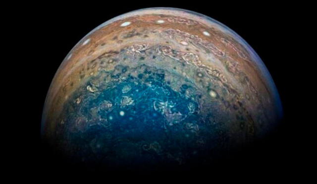 Imagen de la zona norte de Júpiter. Crédito: NASA.