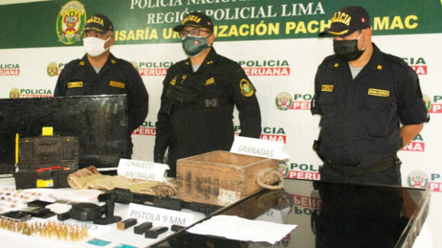 Delincuentes cayeron en vivienda, donde agentes encontraron el armamento y el croquis del lugar que iban a asaltar. (Foto: Policía Nacional del Perú)