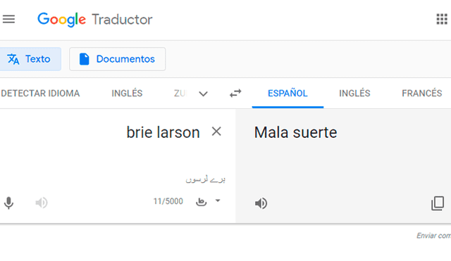 Google Translate:  traductor tomó de víctima a Brie Larson y los fanáticos de Capitana Marvel quedaron asombrados