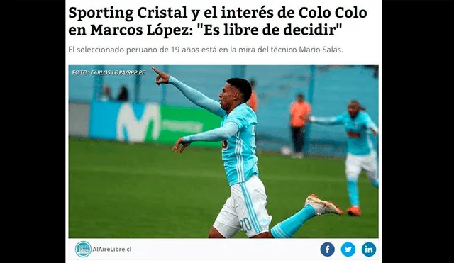 En Chile advierten de la llegada de un jugador de Sporting Cristal a Colo Colo