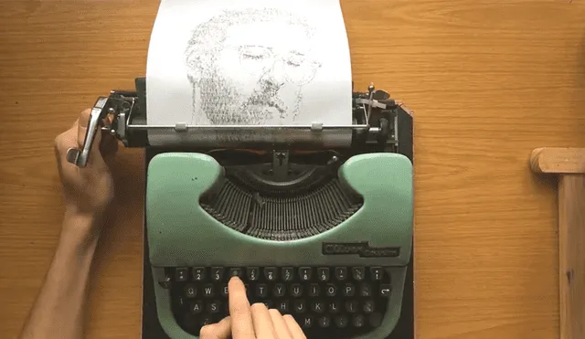 Vía YouTube. Un joven utiliza una máquina de escribir para realizar estos sorprendentes dibujos.