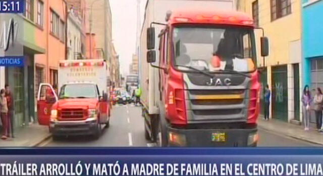 Centro de Lima: trailer arrolló y mató a madre de familia [VIDEO]