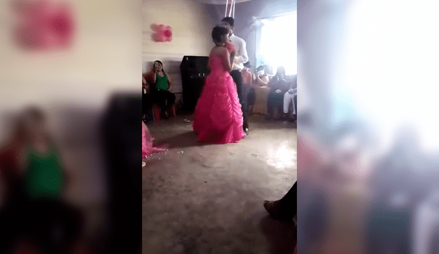 Pese al estado de emergencia, la quinceañera bailó el tradicional vals con sus familiares.