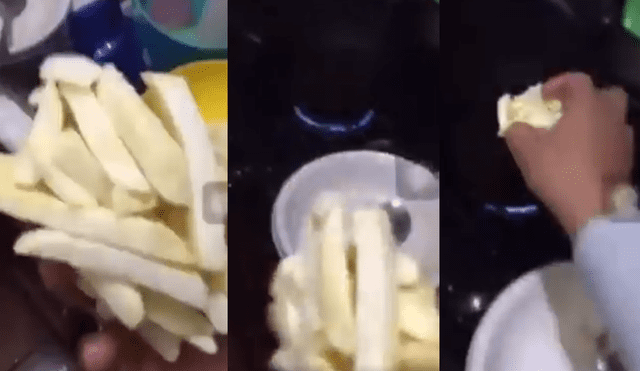 Facebook viral: intenta cocinar papas congeladas, las arroja al aceite hirviendo y sucede lo peor [VIDEO]