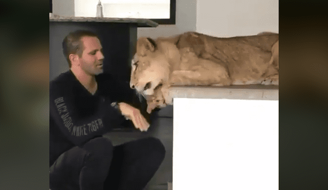 El protagonista del video viral de Facebook colocó su mano en las fauces de una leona arriesgando su vida.