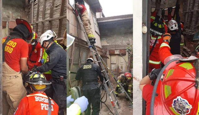 Una persona quedó atrapada tras derrumbe en una vivienda. Foto: PNP