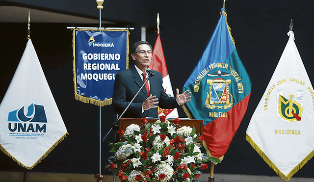 Visita. Martín Vizcarra regresó a su región para inaugurar una conferencia macrorregional sobre gestión de desastres. (Foto: Sepres)