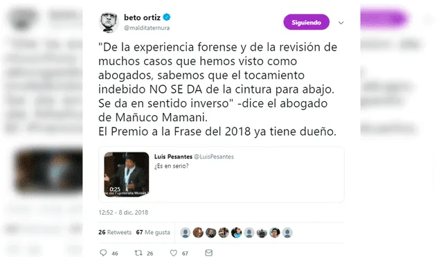 Beto Ortiz le deja irónico mensaje a la defensa de Moisés Mamani [VIDEO]