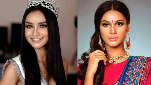 Samnang Alyna y Shirin Akter Shela son Miss Camboya y Miss Bangladesh 2019.