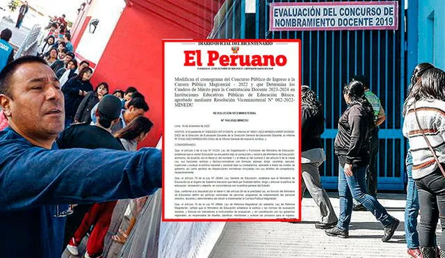 Modifican el cronograma a del Concurso Público de Ingreso a la Carrera Pública Magisterial - 2022. Foto: composición Jazmin Ceras/La República/ captura de El Peruano