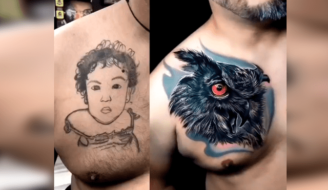 En Facebook, un hombre no imaginó cómo quedaría el resultado de su nuevo diseño de tatuaje en su pecho.