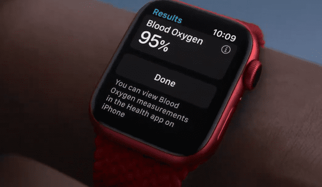 El Apple Watch Series 6 llega equipado con un nuevo sensor para medir el oxígeno en sangre. | Foto: Apple
