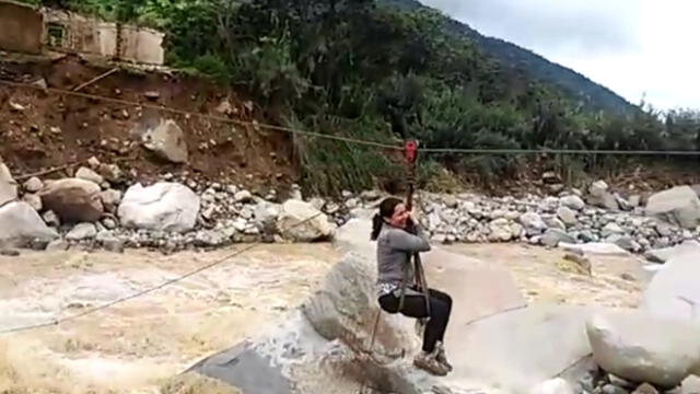Lambayeque: Usan sistema de poleas para cruzar de Laquipampa a Ferreñafe [VIDEO]