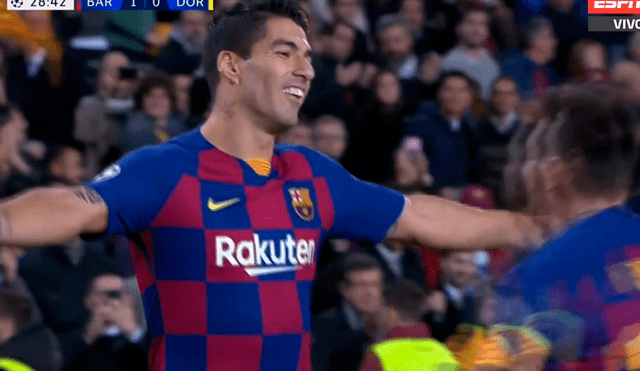 Luis Suárez anotó el primer gol del partido tras una asistencia de Lionel Messi. | Foto: ESPN