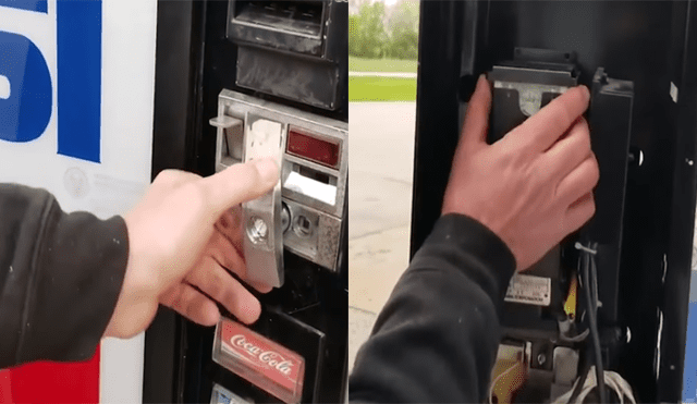 Un video viral muestra el tesoro que encontraron dos hombre al revisar una máquina expendedora abandonada.