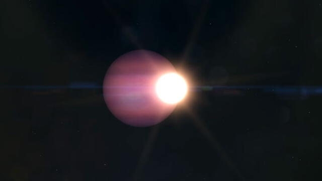Representación del planeta WD 1856 b cerca de la enana blanca. Captura de video: NASA.