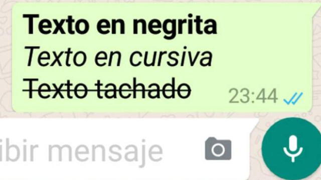 Cómo poner texto en negrita, cursiva, tachado y monoespaciado en WhatsApp