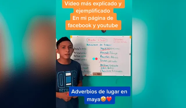 Es viral en TikTok. Joven mexicano de 18 años ya tiene más de 40 0000 seguidores en la popular red social, donde comparte enseñanzas sobre el idioma de sus antepasados. Fotocaptura: TikTok