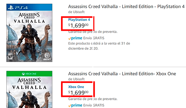 Títulos como Assassin's Creed aparecen con un precio base de 1699 pesos (70 dólares) en lugar del tradicional precio de 1499 pesos.
