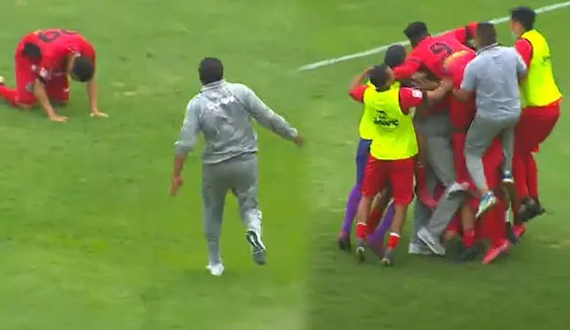 El técnico del cuadro norteño dio rienda suelta a su alegría tras el 3-2 de su equipo. Foto: captura de video/Gol Perú