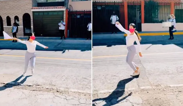 Desliza las imágenes para ver más detalles sobre esta joven que deleitó al ritmo de una marinera norteña en plena calle. (Foto: captura / TikTok)