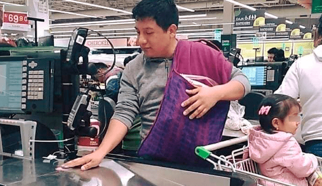 Chico usa alforja cajamarquina en vez de bolsa para comprar en supermercado y causa furor [VIDEO]