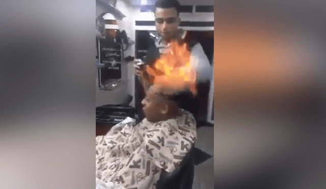 Facebook viral: Barbero corta el cabello de un chico con fuego y casi lo deja calvo [VIDEO]