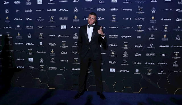 Kylian Mbappé en los premios Globe Soccer Awards. Foto: EFE.