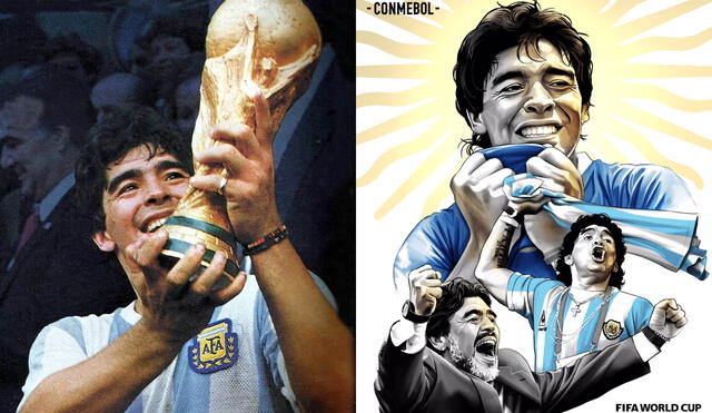 Maradona levantó la Copa del Mundo con Argentina en el Mundial México 1986. Foto: composición LR/archivo/Conmebol