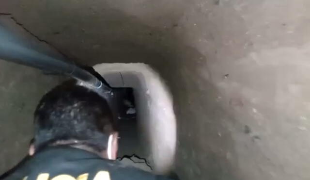 En el interior del túnel se encontró muestras de derrumbes y humedad. Foto: captura video PNP