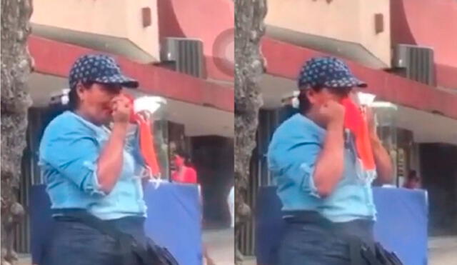 La mujer fue captada en video en Colombia. Su video se hizo viral y luego la Policía local decidió actuar. Foto: difusión