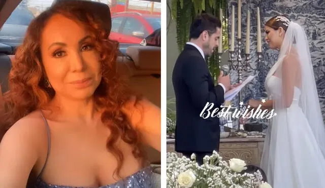 Janet Barboza tardó, pero asistió al matrimonio de Valeria Piazza. Foto: Instagram Janet Barboza/ Ethel Pozo