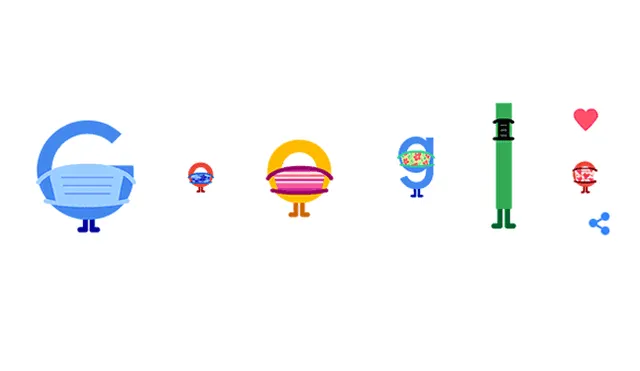 El doodle de Google también insiste en el distanciamiento social. (Foto: Captura Google)