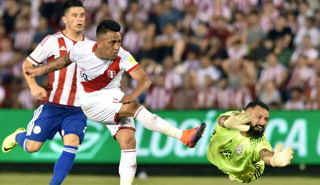 Christian Cueva anotó un gol en el duelo de vuelta contra Paraguay en las Eliminatorias a Rusia 2018. Foto: AFP