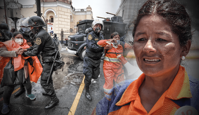 El 30 de junio, las trabajadoras de limpieza pública de la Municipalidad de Lima fueron agredidas por la Policía Nacional mientras protestaban. Fotos: Jorge Cerdán / Michael Ramón / La República.