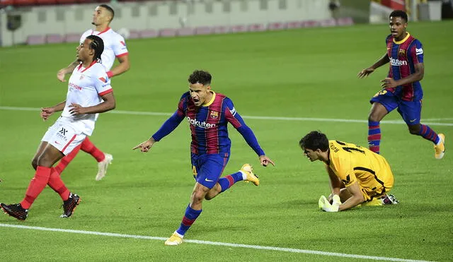 Philippe Coutinho marcó el gol del empate en el Barcelona-Sevilla. Foto: AFP