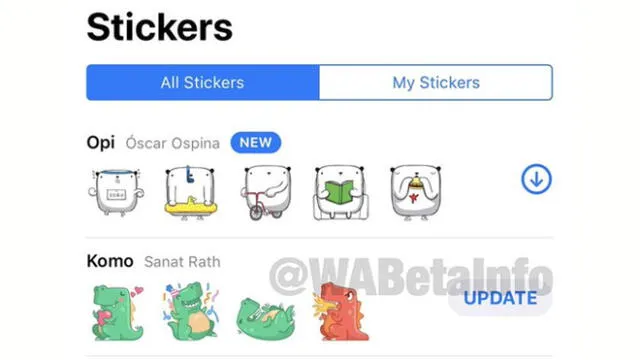 Los stickers animados aparecen en la última versión de prueba para Android: la beta 2.20.10 de la aplicación.