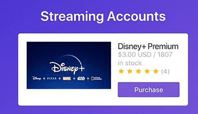 Publicidad sobre venta de cuentas de Disney +. | Foto: ZDnet.com