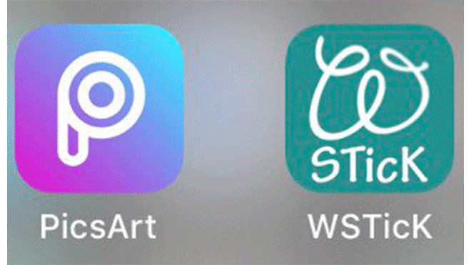 Si cuentas con IPhone, combinar las aplicaciones "PicsArt" y "WStick" será la mejor opción para ti.